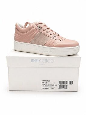 Jimmy‎ Choo Ballet Pink Leather & Glitter Panel Platform Sneaker